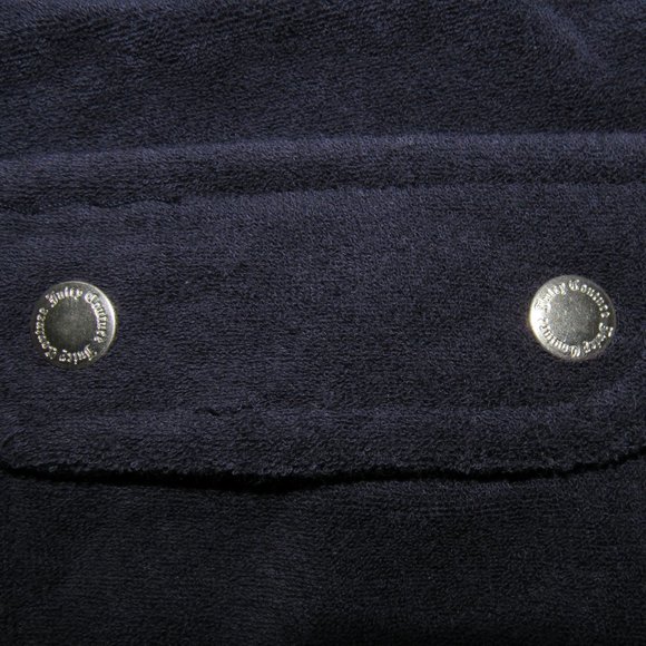 JUICY COUTURE CROP NAVY BLUE TERRY CLOTH SWEAT PANTS-LOGO ON FRONT-TIE WAIST-LG - Picture 9 of 10